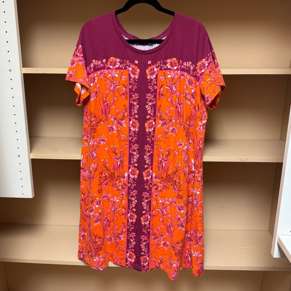Isaac Mizrahi LIVE! Maroon and Orange Floral Dress